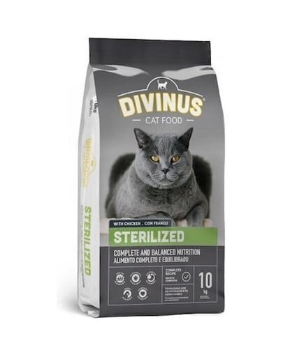 Divinus Sterilized täiskasvanud kassidele kanaga, 10 kg hind ja info | Kuivtoit koertele | kaup24.ee