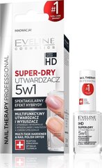 Многофункциональное средство для укрепления ногтей Eveline Cosmetics Nail Therapy Professional Super-Dry 5in1, 12мл цена и информация | Лаки для ногтей, укрепители для ногтей | kaup24.ee