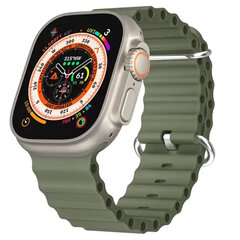 iWear S1 soonega pehme silikoonist 20 mm rihm Apple Watchile 49 mm / 45 mm / 44 mm / 42 mm Haki Green hind ja info | Nutikellade ja nutivõrude tarvikud | kaup24.ee