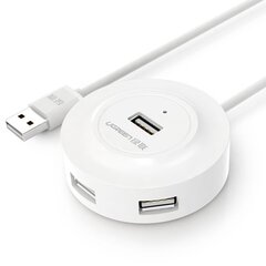 Переходник-разветвитель, 4 в 1, Ugreen CR1061, HUB USB 2.0 на 4 x USB-A, 480Mb/s, 1 м, белый цена и информация | Адаптеры и USB-hub | kaup24.ee