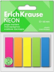 Пластиковые индексы-маркеры Neon, ErichKrause, 12х45мм, 5 неоновых сп. х 25 листов цена и информация | Канцелярские товары | kaup24.ee