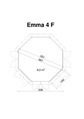 Aiapaviljon Emma 4F, uks ja aknad klaaspaketiga цена и информация | Садовые сараи, дровницы | kaup24.ee