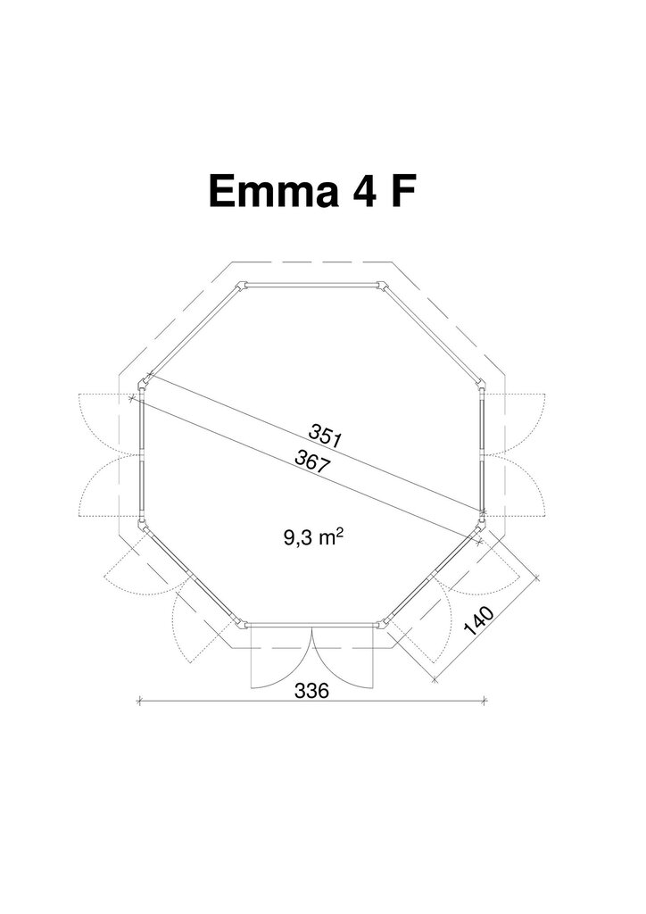 Aiapaviljon Emma 4F, uks ja aknad klaaspaketiga цена и информация | Kuurid ja aiamajad | kaup24.ee