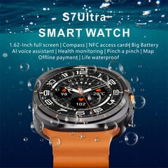 Kella 7 Ultra 47 mm nutikell S7 Bluetoothi kõnekompassi nutikell meestele, naistele, 1,62-tolline HD-ekraan sporditreeningu jälgija hind ja info | Nutikellad (smartwatch) | kaup24.ee