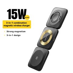 ESSAGER Waves 15W 3-in-1 juhtmeta laadija Must hind ja info | Mobiiltelefonide laadijad | kaup24.ee