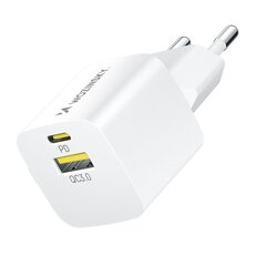 Сетевое зарядное устройство, Wozinsky, GaN QC3.0 USB-A, USB-C, PD, 33 Вт., белый цена и информация | Зарядные устройства Power bank | kaup24.ee