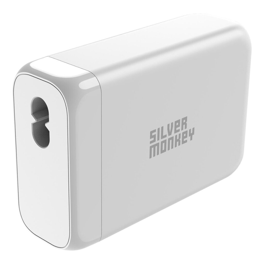 Võrgulaadija koos toitekaabliga, Silver Monkey SMA1521, GaN 130 W., 3 x USB-C, PD, USB-A, QC 3.0, valge hind ja info | Akupangad | kaup24.ee