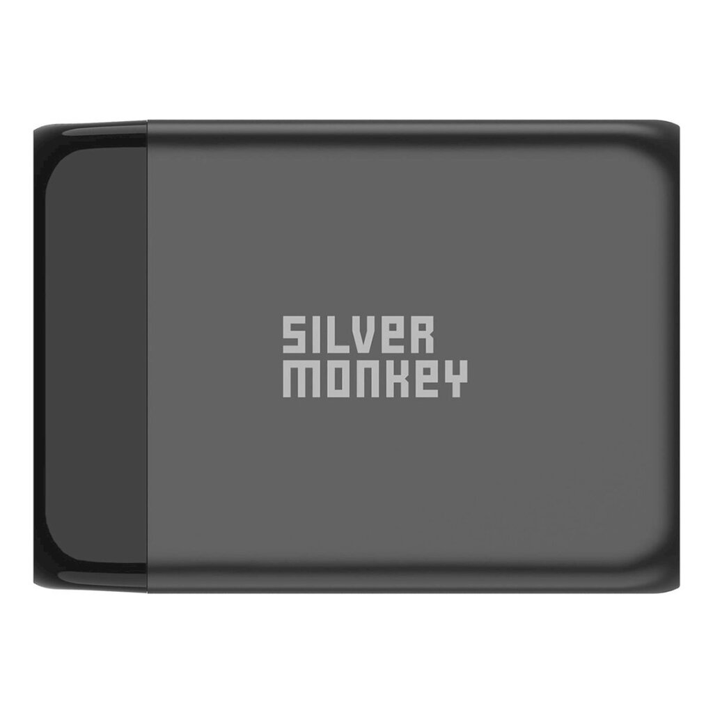 Võimas võrgulaadija koos toitekaabliga, Silver Monkey SMA1561, GaN 200 W., 3xUSB-C, PD, USB-A, QC 3.0, must hind ja info | Akupangad | kaup24.ee