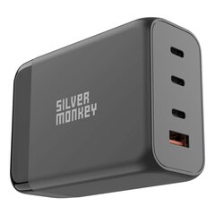 Мощное сетевое зарядное устройство с кабелем питания, Silver Monkey SMA1561, GaN 200 Вт., 3xUSB-C, PD, USB-A, QC 3.0, черный цена и информация | Зарядные устройства Power bank | kaup24.ee