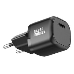 Сетевое мини-зарядное устройство, Silver Monkey, USB-C., 20 Вт, PD, черный цена и информация | Зарядные устройства Power bank | kaup24.ee