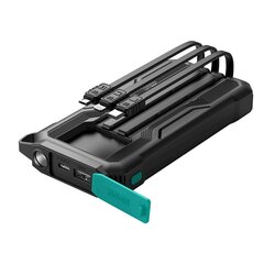 Soomustatud välitingimustes kasutatav aku, Joyroom JR-L0161, 10000 mAh., koos USB-C micro USB Lightning kaabliga ja taskulambiga, must hind ja info | Akupangad | kaup24.ee