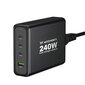 Võrgulaadija, Wozinsky WGCSB1, GaN, 240 W., USB-A, 3x USB-C, must hind ja info | Akupangad | kaup24.ee