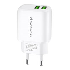 Võrgulaadija, Wozinsky CUWCWWW1, 100-240V., 30 W., 2,4 A., 2x USB-A, valge hind ja info | Akupangad | kaup24.ee