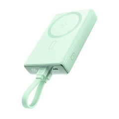 Магнитный аккумулятор, Joyroom JR-PBM011, 10000 мАч, 20 Вт, с подставкой и кабелем Lightning USB-C, зеленый цена и информация | Зарядные устройства Power bank | kaup24.ee