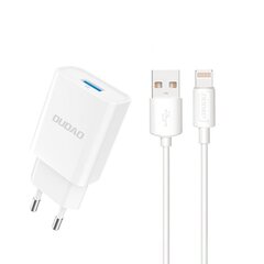 Võrgulaadija koos juhtmega iPhone USB-A - Lightning, Dudao A4EU1, USB-A 2.1A 10W., valge hind ja info | Akupangad | kaup24.ee