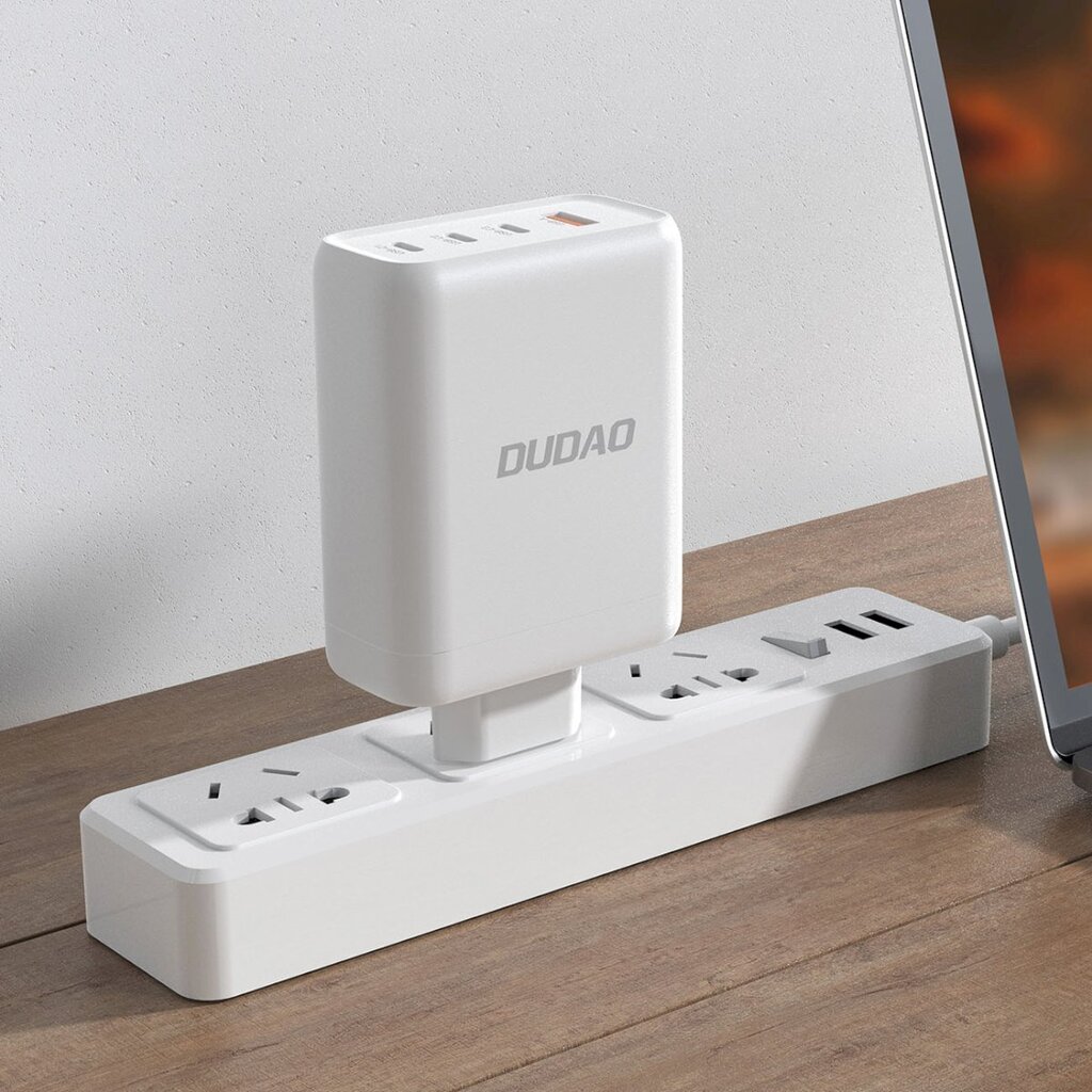 Võrgulaadija, Dudao, GaN USB-A, 3 x USB-C, PD, 140 W., valge цена и информация | Akupangad | kaup24.ee