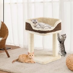 Costway Scratching Post Cat Tree mängukeskus, millel on beež naturaalne sisaltorn цена и информация | Когтеточки | kaup24.ee