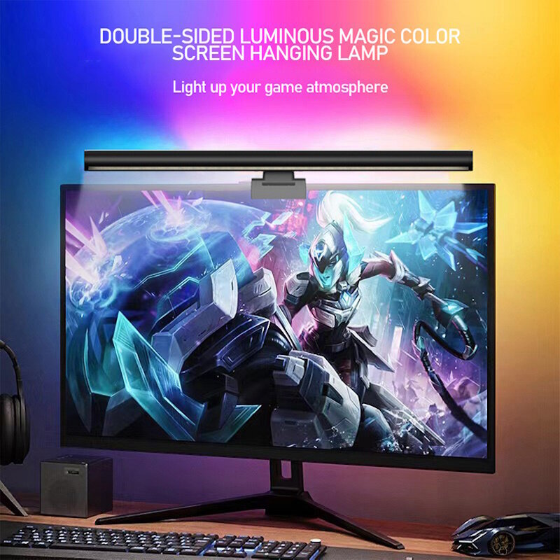 Elight I8 Pro 2in1 PC Monitor & Portatiivne PC Silmaõrn 10W LED Lamp 42cm koos RGB valgustusega Must цена и информация | Laualambid | kaup24.ee