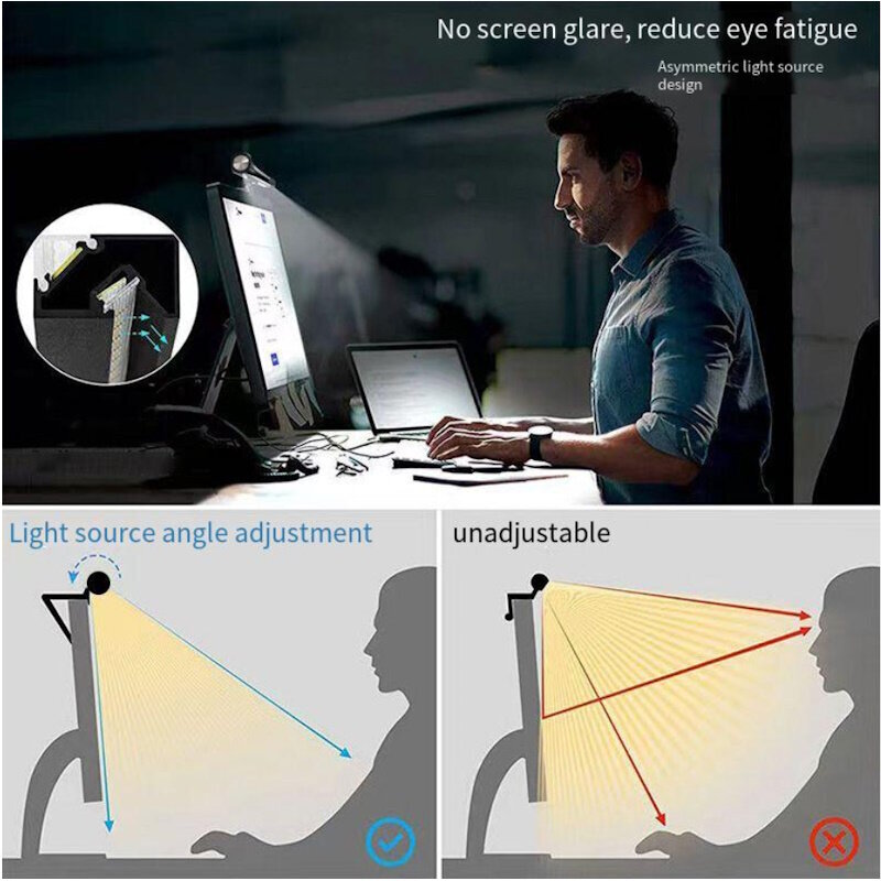 Elight I8 Pro 2in1 PC Monitor & Portatiivne PC Silmaõrn 10W LED Lamp 42cm koos RGB valgustusega Must цена и информация | Laualambid | kaup24.ee