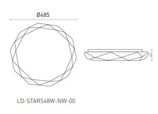 Потолочный светодиодный потолочный светильник STARS BIS, круглый, белый, Ø480мм, 4000К, 48Вт, 3840лм, IP54, LD-STARS48W-NW-00 цена и информация | Потолочные светильники | kaup24.ee