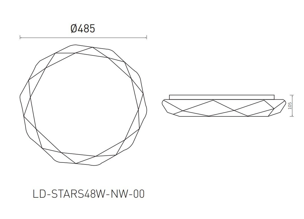 Pinnapealne LED-laevalgusti STARS BIS, ümmargune, valge, Ø480mm, 4000K, 48W, 3840lm, IP54, LD-STARS48W-NW-00 цена и информация | Laelambid | kaup24.ee