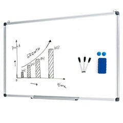 Costway valge tahvel magnettahvel kirjutustahvel Alumiiniumraamiga seinatahvel (70 x 50 cm) цена и информация | Канцелярские товары | kaup24.ee