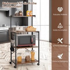 Costway tööstuslik köögiriiul 4 astmega hoiurest 60 x 42 x 122 cm pruun цена и информация | Кухонные шкафчики | kaup24.ee