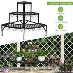 Costway metallist lilleriiul 3 korruseline taimealus 59 x 59 x 60 cm must цена и информация | Подставки для цветов, держатели для вазонов | kaup24.ee