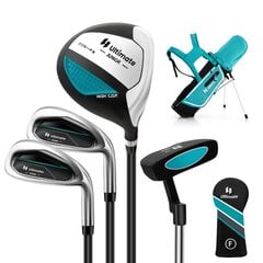 Costway 4-osaline laste golfikepi komplekt golfikoti ja vihmakattega lastele vanuses 5-7 aastat sinine цена и информация | Гольф | kaup24.ee