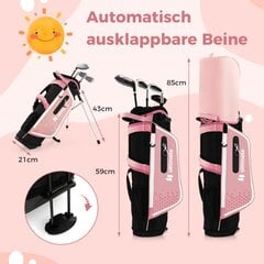 Costway 4-osaline laste golfikepi komplekt golfikoti ja vihmakattega lastele vanuses 5-7 aastat roosa hind ja info | Golf | kaup24.ee