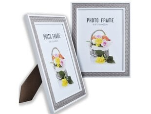 Фоторамка 15x21 A5 PHOTO FRAME HANGING STANDING БЕЛЫЙ С СЕРЫМ УЗОРОМ цена и информация | Рамки, фотоальбомы | kaup24.ee