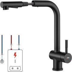 Смеситель для кухни Auralum JBG0507 KITCHEN FAUCET, черный, с душем цена и информация | Принадлежности для кухонных раковин и смесителей | kaup24.ee