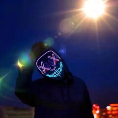 LED Halloweeni mask Givenme XY002, roosa-sinine hind ja info | Karnevali kostüümid | kaup24.ee