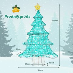 Costway 123 cm LED kunstjõulupuu koos tulede stringiga ja täht koos tulede ja tähtedega hind ja info | Jõulukaunistused | kaup24.ee