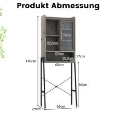 Costway WC-kapp akrüülist lükandukse ja reguleeritavate riiulitega 63 x 29 x 170 cm hall цена и информация | Шкафчики для ванной и под раковину | kaup24.ee