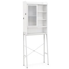 Costway WC-kapp akrüülist lükandukse ja reguleeritavate riiulitega 63 x 29 x 170 cm, valge hind ja info | Vannitoakapid | kaup24.ee