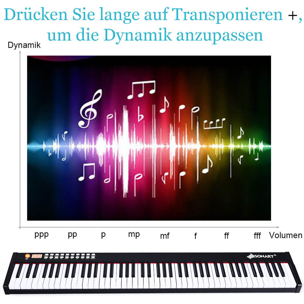 Costway 88-klahviline digitaalne klaveriklaviatuur Elektroonilise klaveri klaviatuuri kandekott hind ja info | Klahvpillid | kaup24.ee