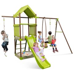 Costway Play Toweri ronimisraam koos Swing Slide ronimisköiega liuguri istmed 320 x 260 x 248 cm roheline цена и информация | Горки и лесенки | kaup24.ee