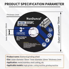 Отрезной диск 3-дюймовый 75-миллиметровый, шлифовальные диски для угловой шлифовальной машины, 10 шт. цена и информация | Механические инструменты | kaup24.ee