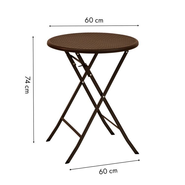 Diivanilaud, kokkupandav rotangist aialaud, 60 cm Modern Home цена и информация | Diivanilauad | kaup24.ee