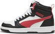 Puma Jalatsid Teismelistele Rebound V6 Mid Jr White Black Red 393831 16 393831 16/5 цена и информация | Spordi- ja vabaajajalatsid meestele | kaup24.ee