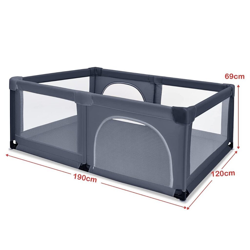 Costway Beebi mänguaed 50 mängupalliga, 120 x 190 cm tumehall цена и информация | Reisivoodid, mänguaedikud | kaup24.ee