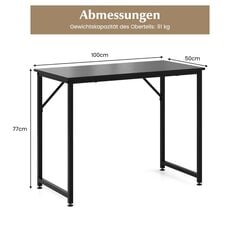 Costway arvutilaud reguleeritavate jalapatjadega, kompaktne arvutilaud, 100 x 50 x 77 cm, must цена и информация | Компьютерные, письменные столы | kaup24.ee