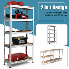 Costway hoiuriiul 5 reguleeritava riiuliga, raskeveokite riiul kuni 500 kg, kandevõime 150 x 75 x 30 cm hind ja info | Riiulid | kaup24.ee