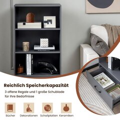 Costway 120 cm sahtlitega raamaturiiul 4 taset puidust hoiuriiul püstiriiul 60 x 38 x 120 cm hall цена и информация | Полки | kaup24.ee