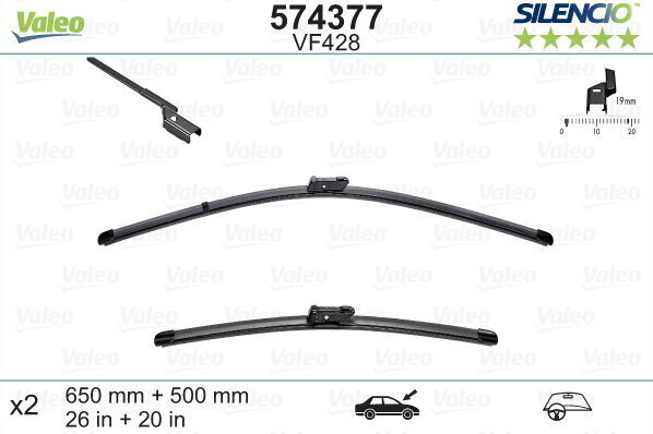 Kojameeste komplekt Valeo Silencio VF428 650/500mm VOLVO, BMW, LEXUS цена и информация | Kojamehed | kaup24.ee