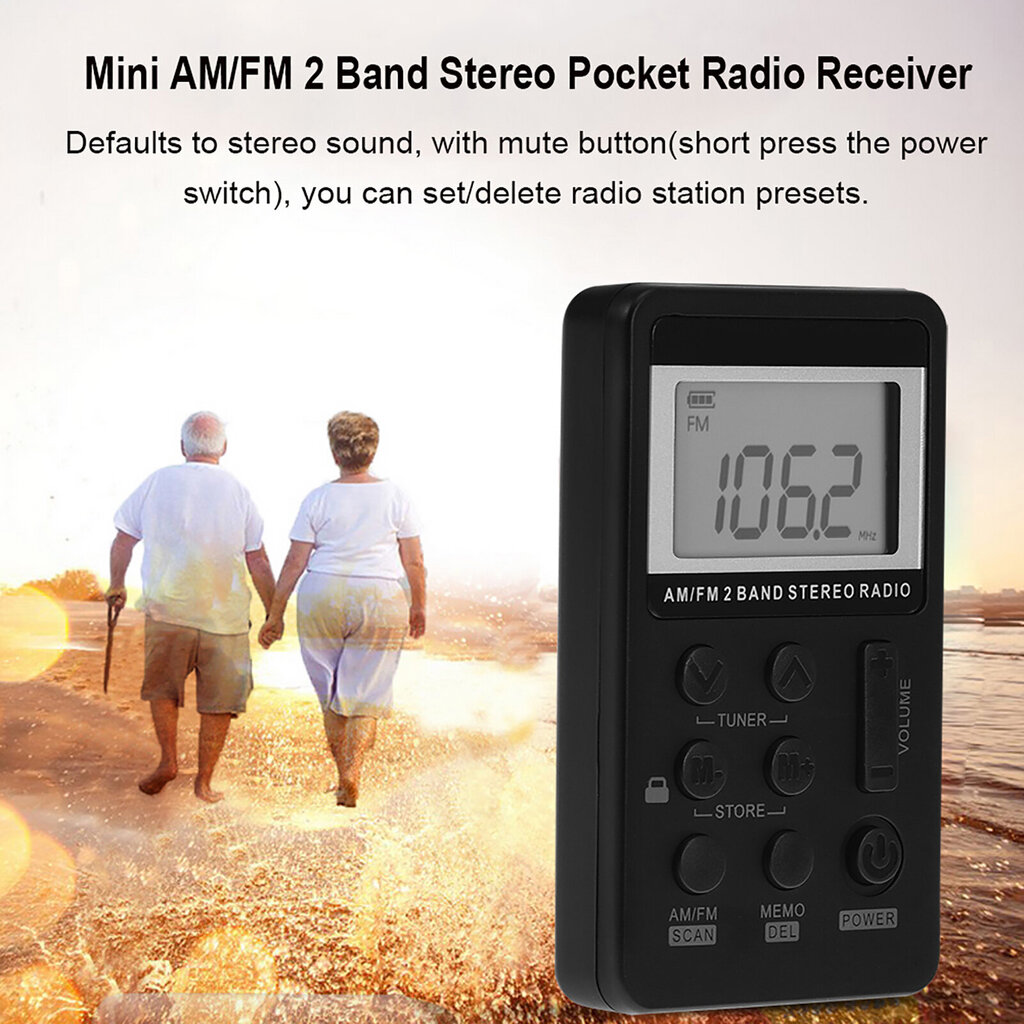 Mini AM/FM 2 Band Stereo taskuraadiovastuvõtja LCD-ekraaniga ja amp; Kõrvaklapid &amp; Laetav aku hind ja info | Kõrvaklapid | kaup24.ee