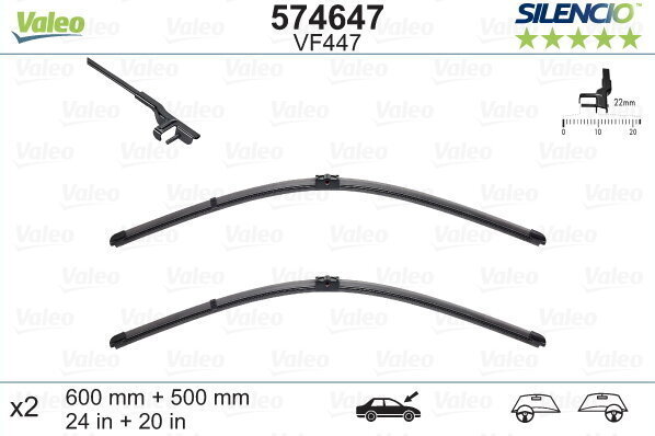 Kojameeste komplekt Valeo Silencio VF447 600/500mm BMW X5 E70, BMW X6 E71/72 hind ja info | Kojamehed | kaup24.ee