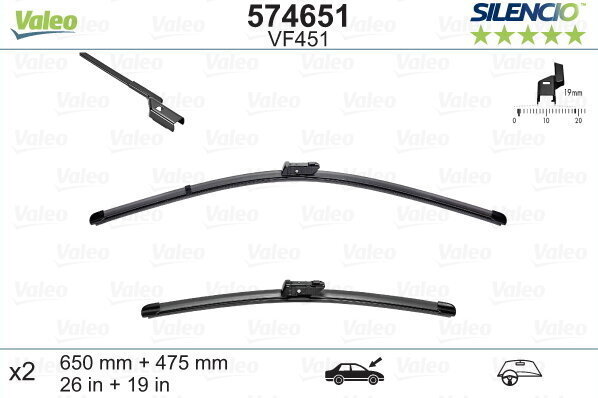 Kojameeste komplekt Valeo Silencio VF451 650/475mm FORD, VOLVO hind ja info | Kojamehed | kaup24.ee