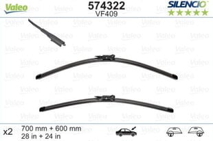 Kojameeste komplekt Valeo Silencio VF409 700/600mm PEUGEOT 307, CITROEN цена и информация | Дворники | kaup24.ee